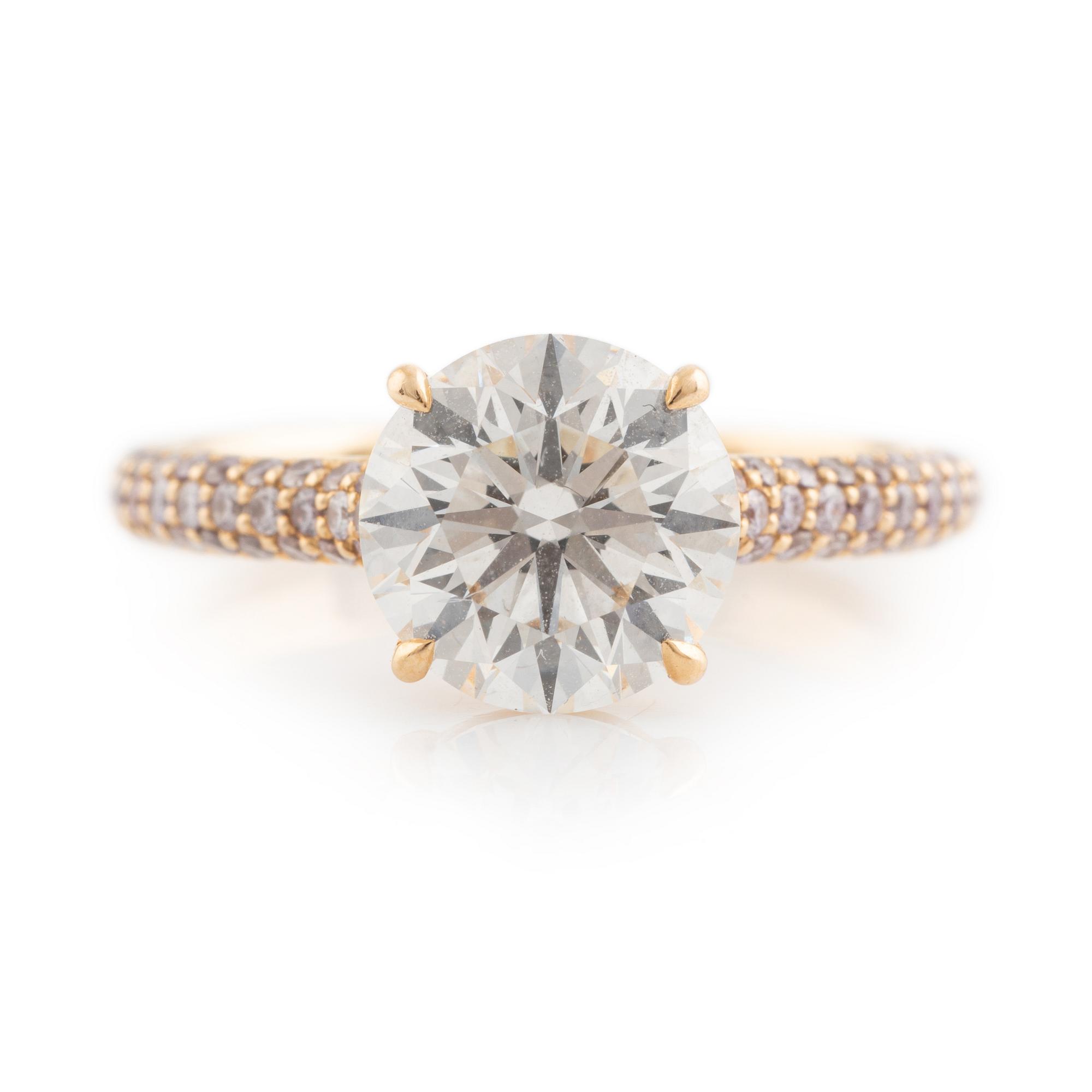 Round 2.20 ct brilliant cut diamond ring.