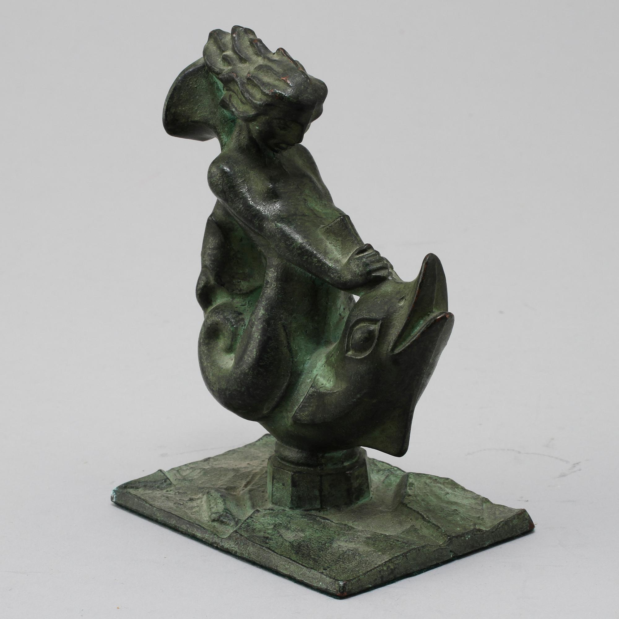 SKULPTUR, grönpatinerad brons, art deco, 1930-tal.
