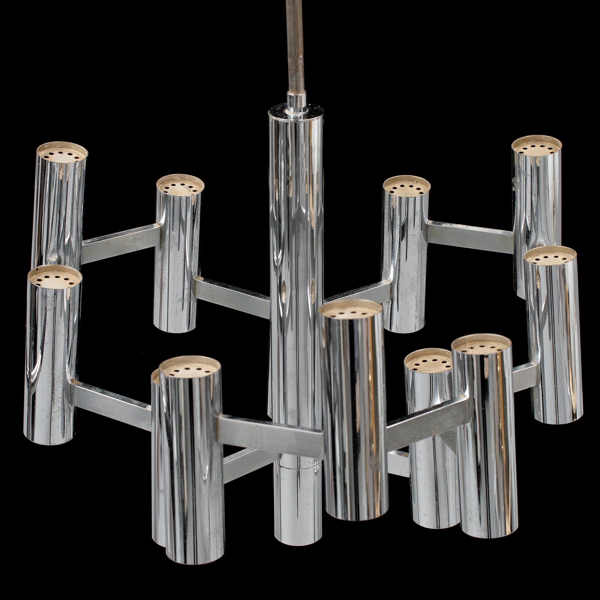 GAETANO SCIOLARI, a chrome ceiling light, probably Boulanger SA.