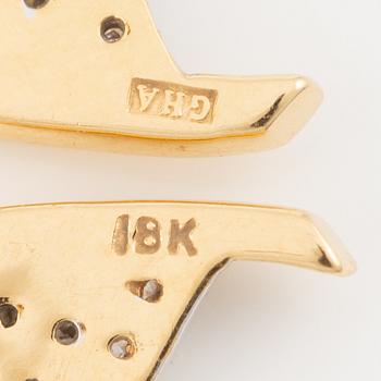 Earrings, 18K gold with small diamonds.