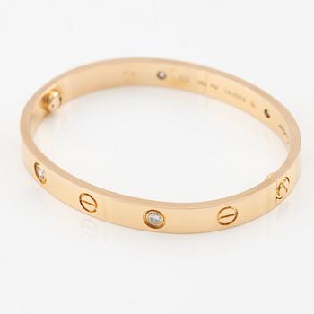 Cartier armband "Love" 18K roséguld med fyra runda briljantslipade diamanter.