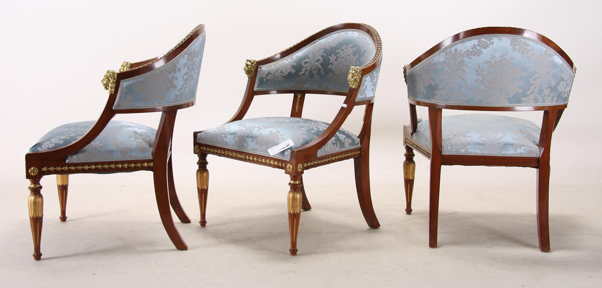 SALONGSGRUPP, 5 delar, sengustaviansk stil, 1900-tal.
