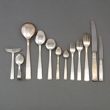 JACOB ÄNGMAN, bestickservis, 69 delar, silver, "Rosenholm", GAB, Stockholm, 1939-66.