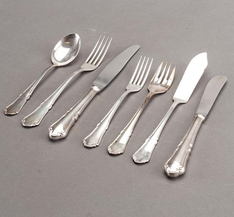BESTICKUPPSÄTTNING, silver samt nysilver, 56+36 delar, modell "Rådhus", WN, Lidköping 1900-talets mitt.