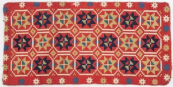 Sled cushion, Rölakan, southwestern Skåne, early 19th century, 110 x 55 cm.