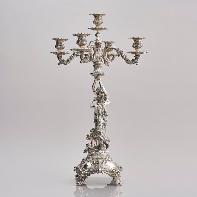 Lale Silverware & Co Ltd, femarmade kandelabrar, tre stycken, sterling silver, Istanbul, Turkiet 1900-tal.