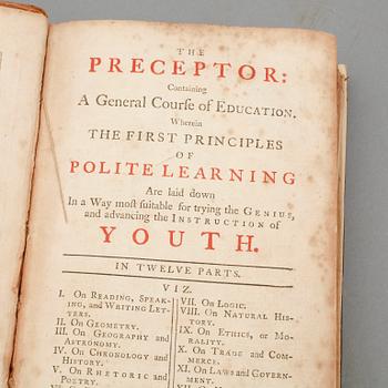 BÖCKER, 2 st. "The Preceptor..."
R. Dodsley, London, 1747. samt "Svensk Botanik" Palmstruch, Venus Stockholm 1802.