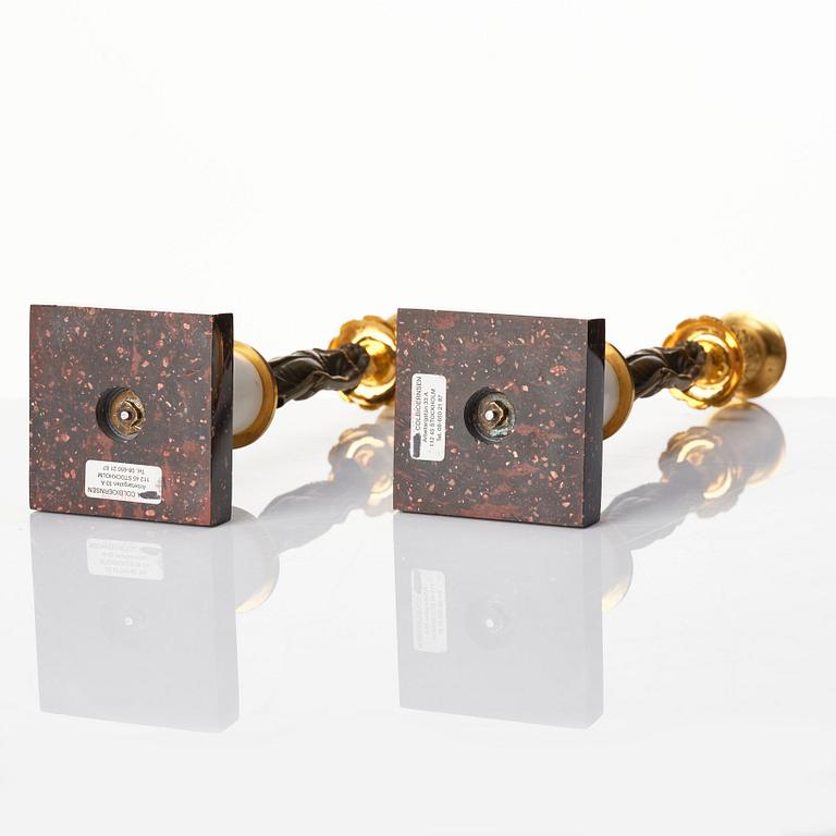 A pair of late Gustavian circa 1800 candlesticks attributed to F. L. Rung.