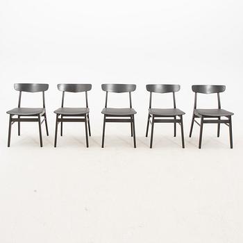 A set of five Farstrup 1960s dining chairs.