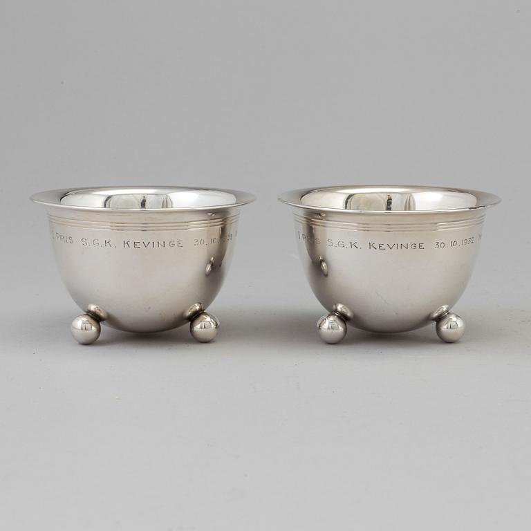 a pair of silver bowls by W.A Bolin, Stockholm 1931.