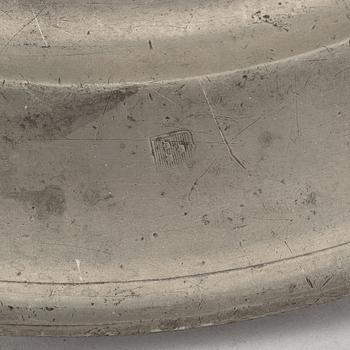 A group of six pewter dishes, different makers mark, most early 19th Century, Swedish/English.