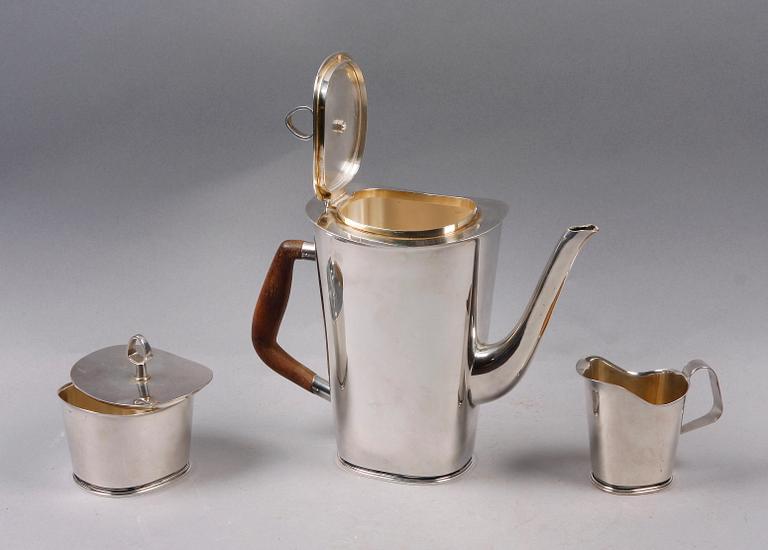 KAFFESERVIS, 3 delar, silver. Vera Ferngren 1965.