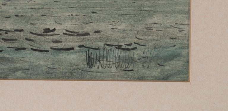 OKÄND KONSTNÄR, tusch och akvarell, otydlig signering.