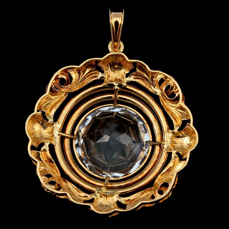 HÄNGE, 18k guld med fasettslipad topas. Vikt 5 g.