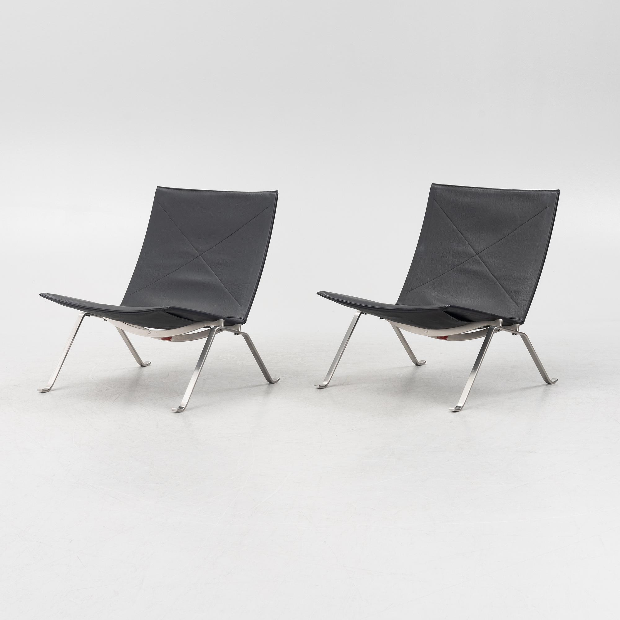Poul Kjaerholm, fåtöljer, ett par, "PK22", Fritz Hansen, Danmark.