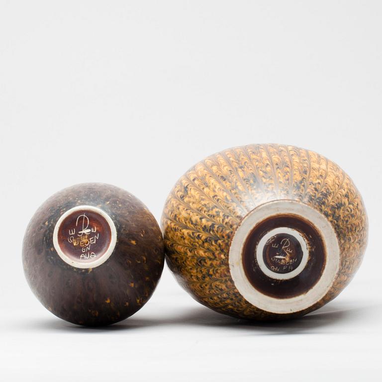 KANNOR, 2 st, stengods, Gunnar Nylund, Rörstrand.