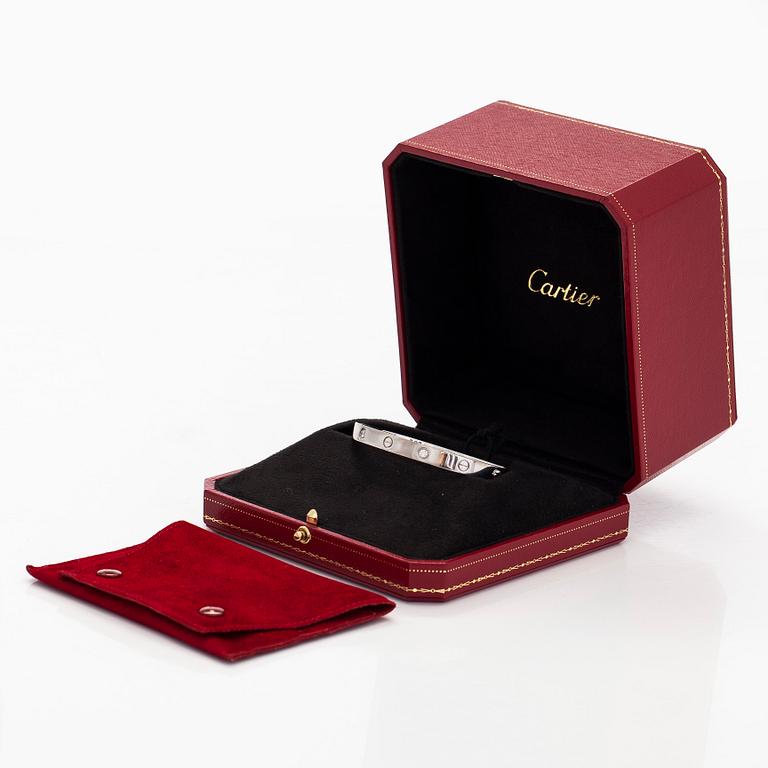 Cartier, rannekoru "Love", 18K valkokultaa, briljanttihiottuja timantteja.