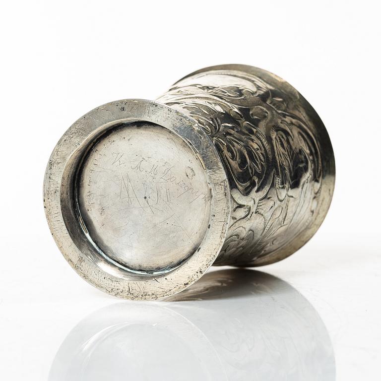 Christian Pichgiel, jaktbägare, silver, Danzig, omkring år 1700.