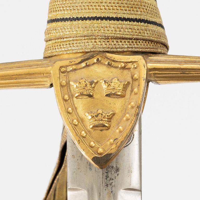 A Swedish artillery officer's sabre, 1889 pattern with scabbard.