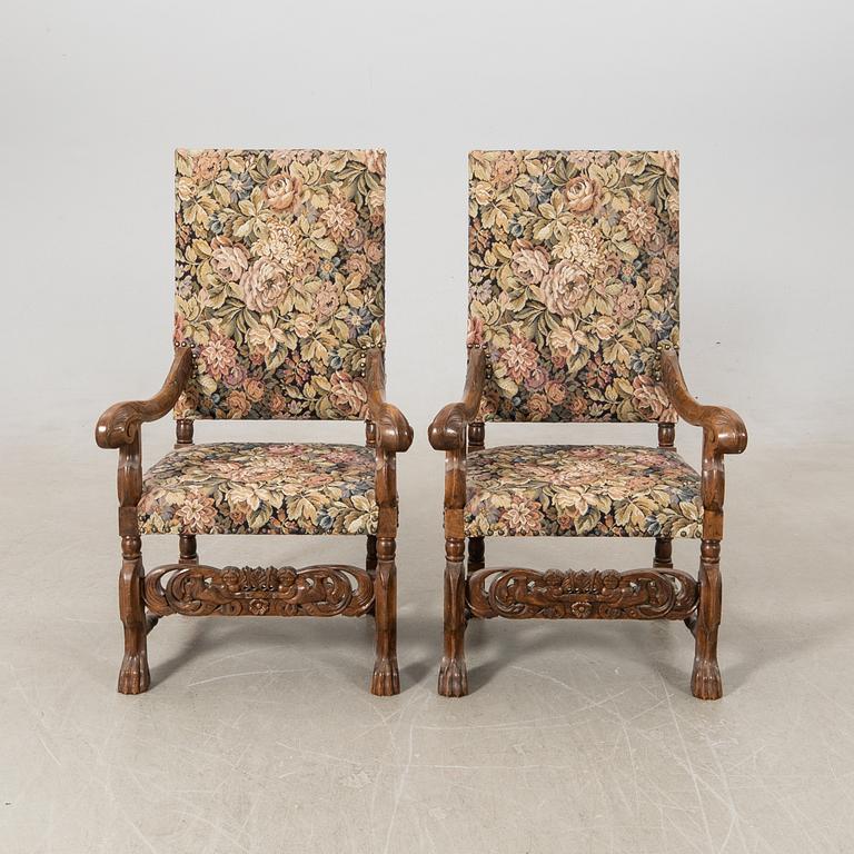 Karmstolar ett par Barock-stil 1900-talets första hälft.