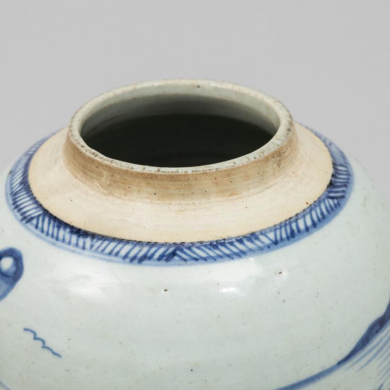 Two blue and white porcelain ginger jars, Qing dynasty, China, 19th century.