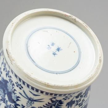 A pair of blue and white vases.