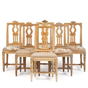 85. A set of six Gustavian chairs, late 18th century.