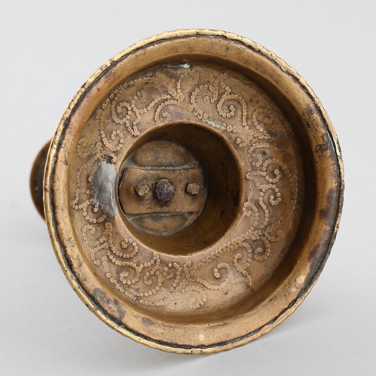 LJUSSTAKE, mässing, 1700-tal.