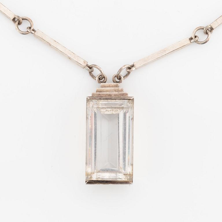 Wiwen Nilsson, a sterling silver and rock crystal necklace, Anders Nilsson, Lund 1944.