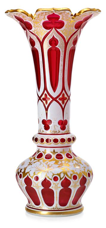 A Russian glass vase, 19th Century, presumably by the Imperial glass manufactory.