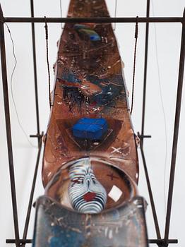 Bertil Vallien, a unique sant casted glass sculpture of a boat, Kosta Boda, Sweden, probably 1980s.