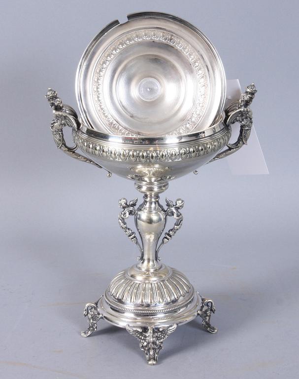 SOCKERSKÅL, nysilver, omkring sekelskifte 1800/1900.