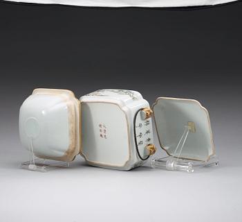 MATBEHÅLLARE med LOCK och yttre VÄRMARE, porslin. Qingdynastin, Guangxu sex karaktärers märke och period (1875-1908).