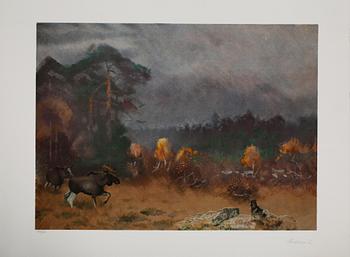 LINDORM LILJEFORS, mapp med 5 färglitografier, signerade, numrerade 278/360.