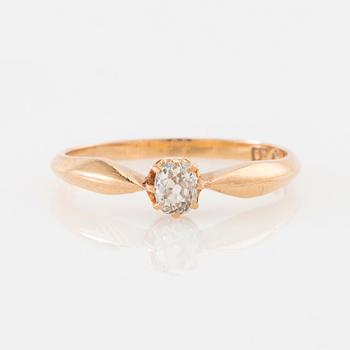 Ring 18K gold with an oval old-cut diamond, Karl Anderson Stockholm 1902.
