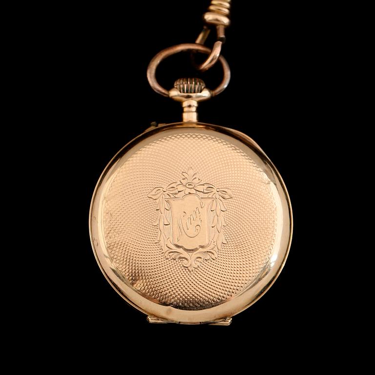 FICKUR, 14K guld, kedja av doublé, 1900-talets första hälft.