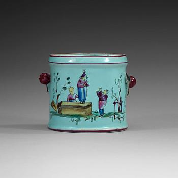 1372. A German faience flower pot, presumably Kiel, 1758-87.