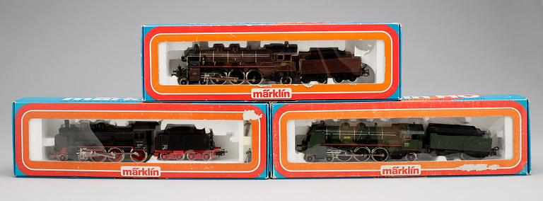 PARTI LOK, 3 st. Märklin H0, 3099, 3083 och 3111. 1900-talets andra hälft.