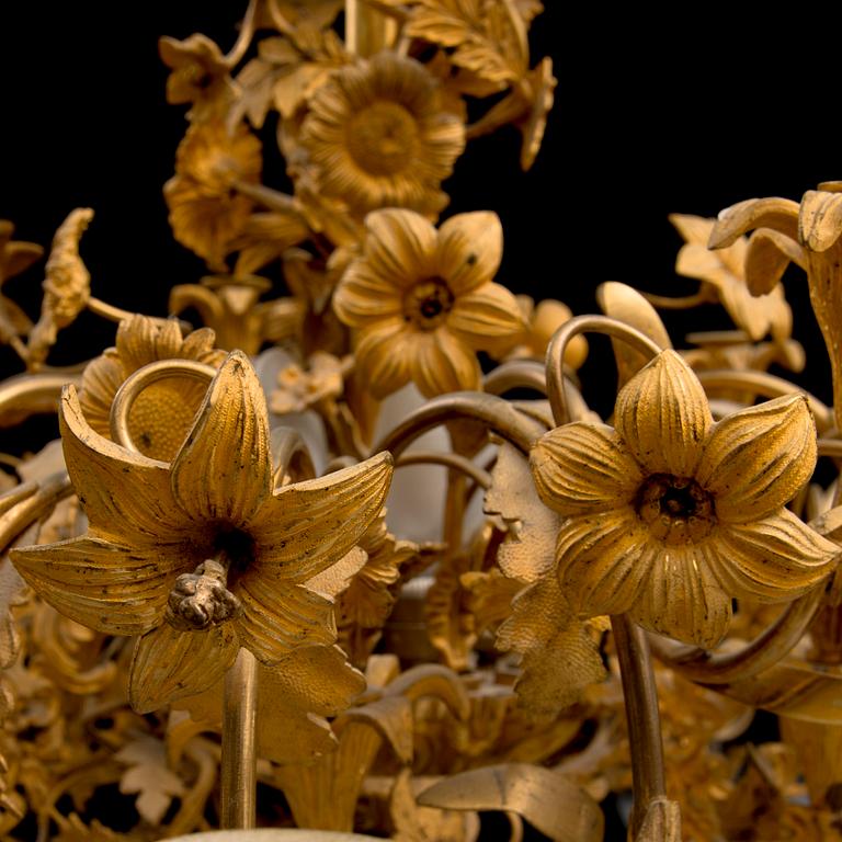 A CHANDELIER, gilt bronze and brass, middle of the 19th century, probably Russia.