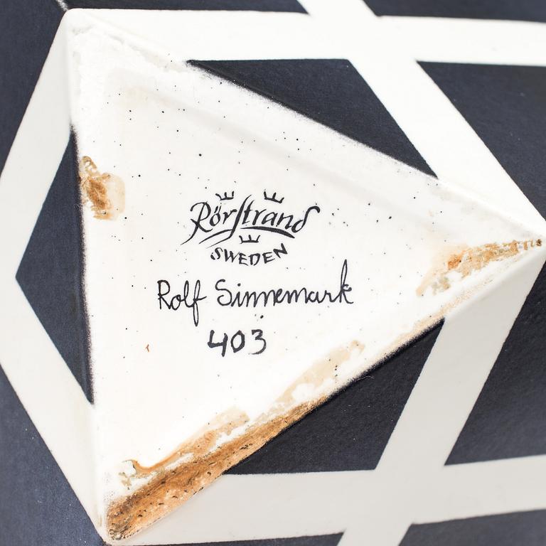 ROLF SINNEMARK, TEKANNA, porslin, "Cube", Rörstrand, sent 1900-tal.