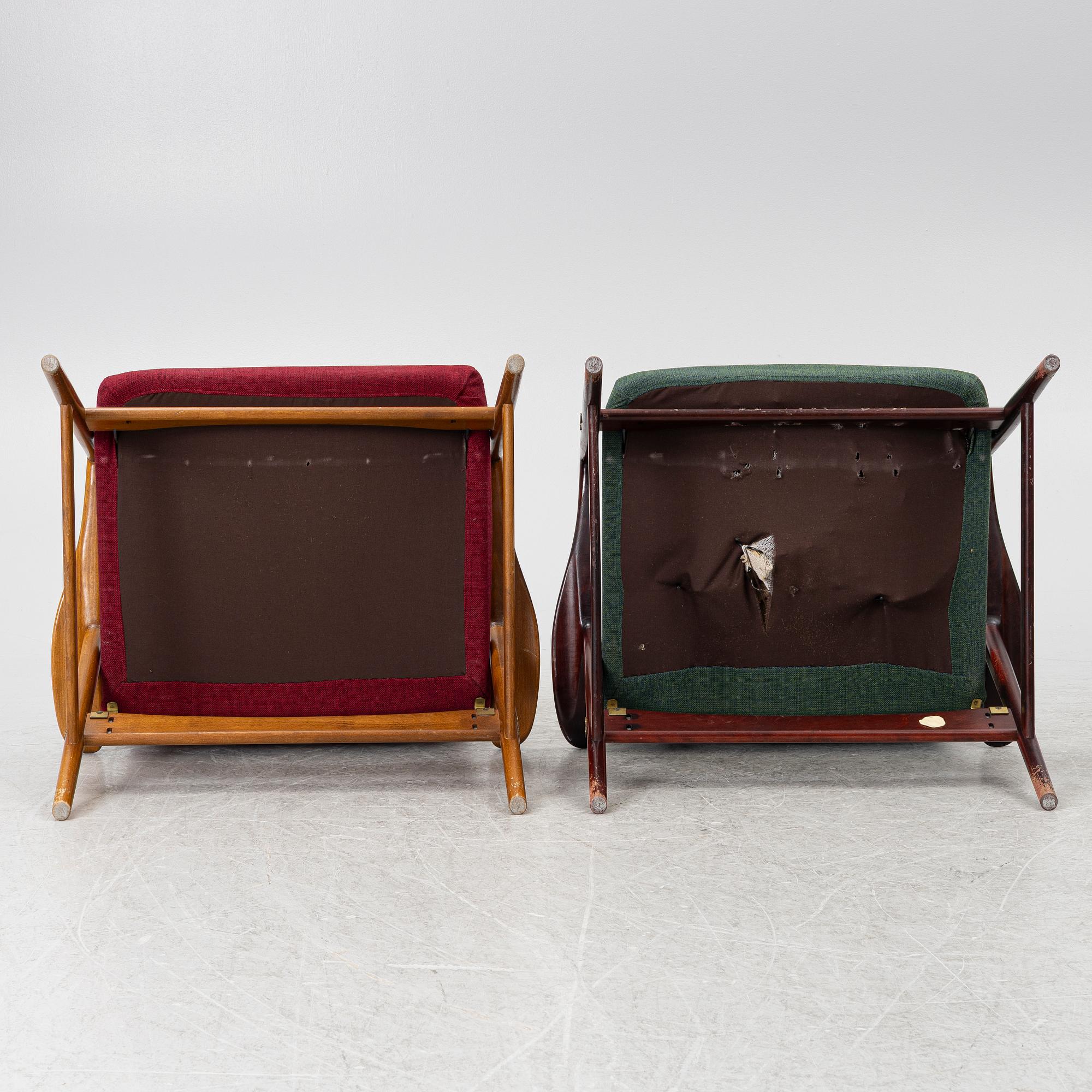 Alf Svensson, Armchairs, 2 pcs, "Contour", Ljungs Industrier, second half of the 20th century.