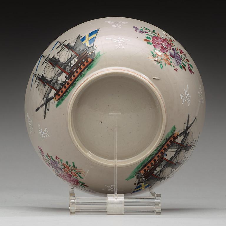 A famille rose 'European Subject' punch bowl, Qing dynasty, Qianlong (1736-95).
