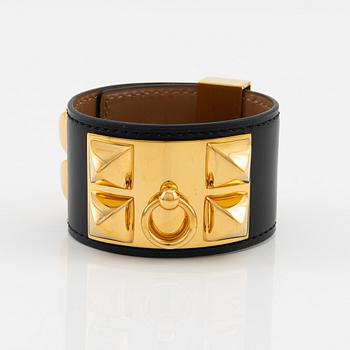 Hermès, a black Box calf skin 'Collier de Chien' bracelet, 1995.
