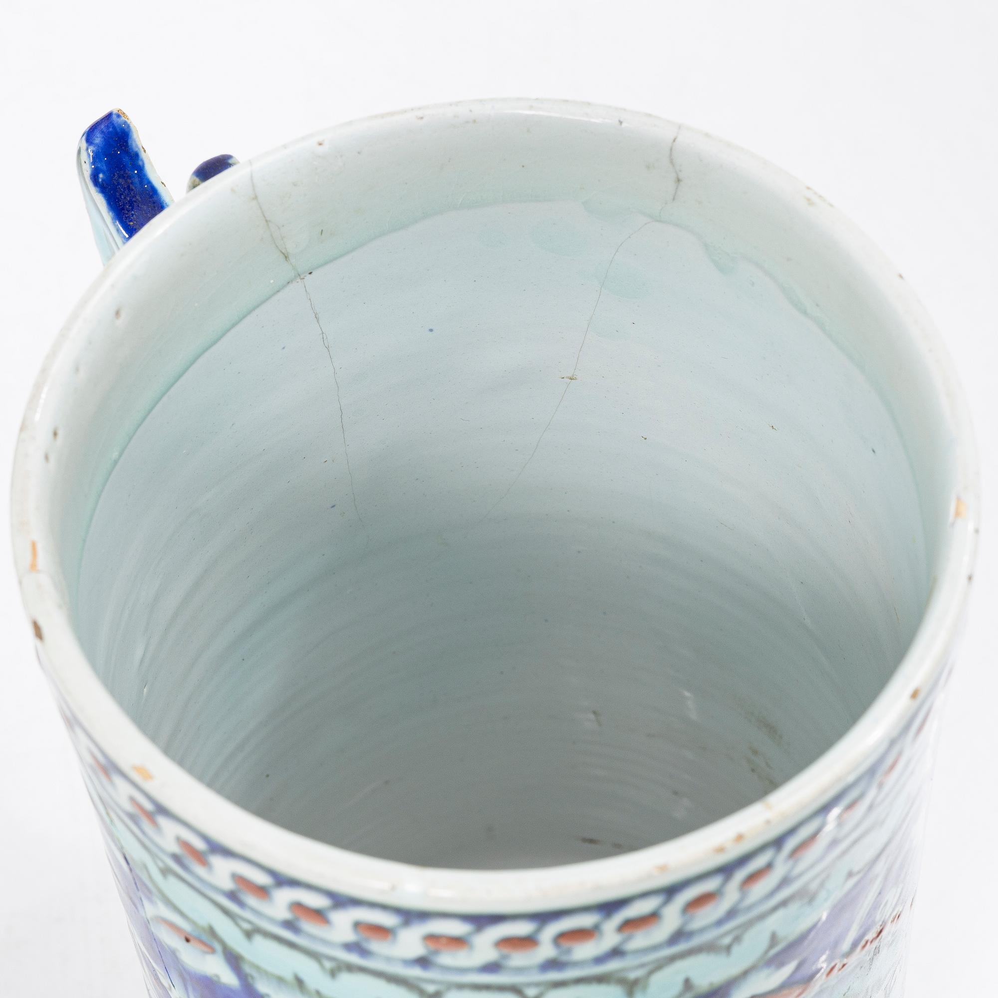 Stop, glaserat lergods, troligen Europa efter Iznik-förlaga, 1800-tal.