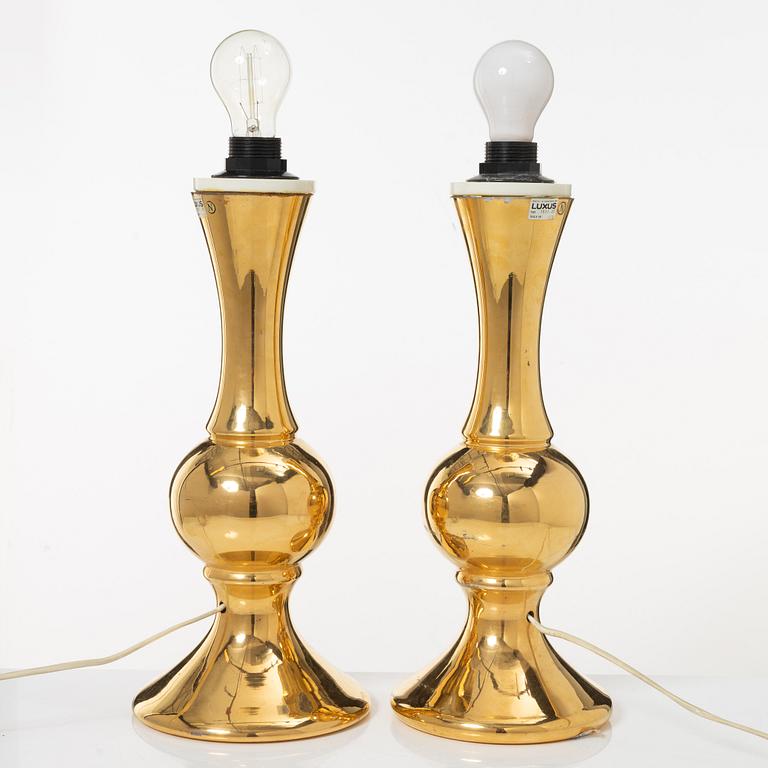 Luxus, bordslampor, ett par, 1970-tal.