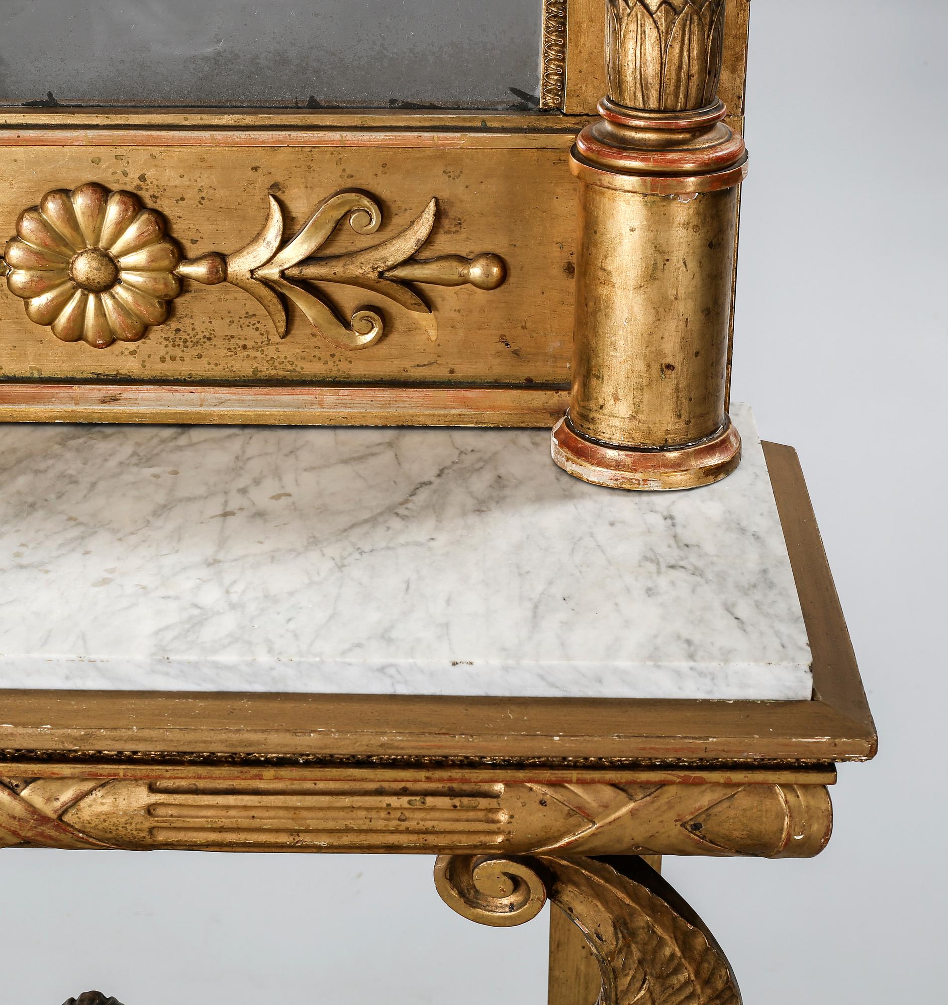 SPEGEL med KONSOLBORD, empire, 1800-talets första hälft.