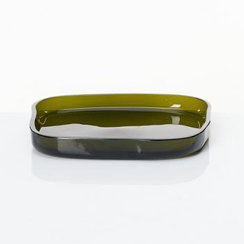 Alvar Aalto, a 'model 9769' green glass dish, Iittala, Finland 1956.