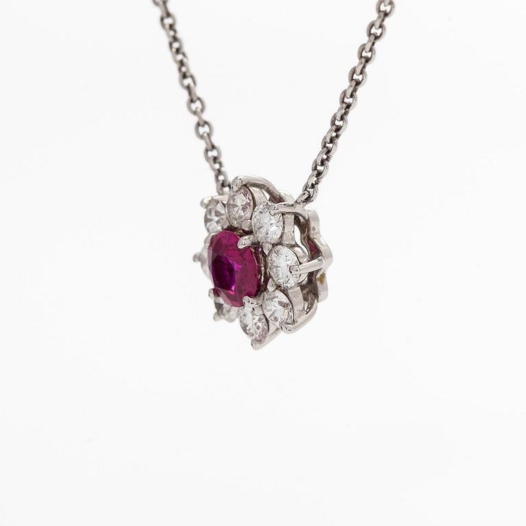 Harry Winston, halsband, "Sunflower", petite, platina, rubin och diamanter.