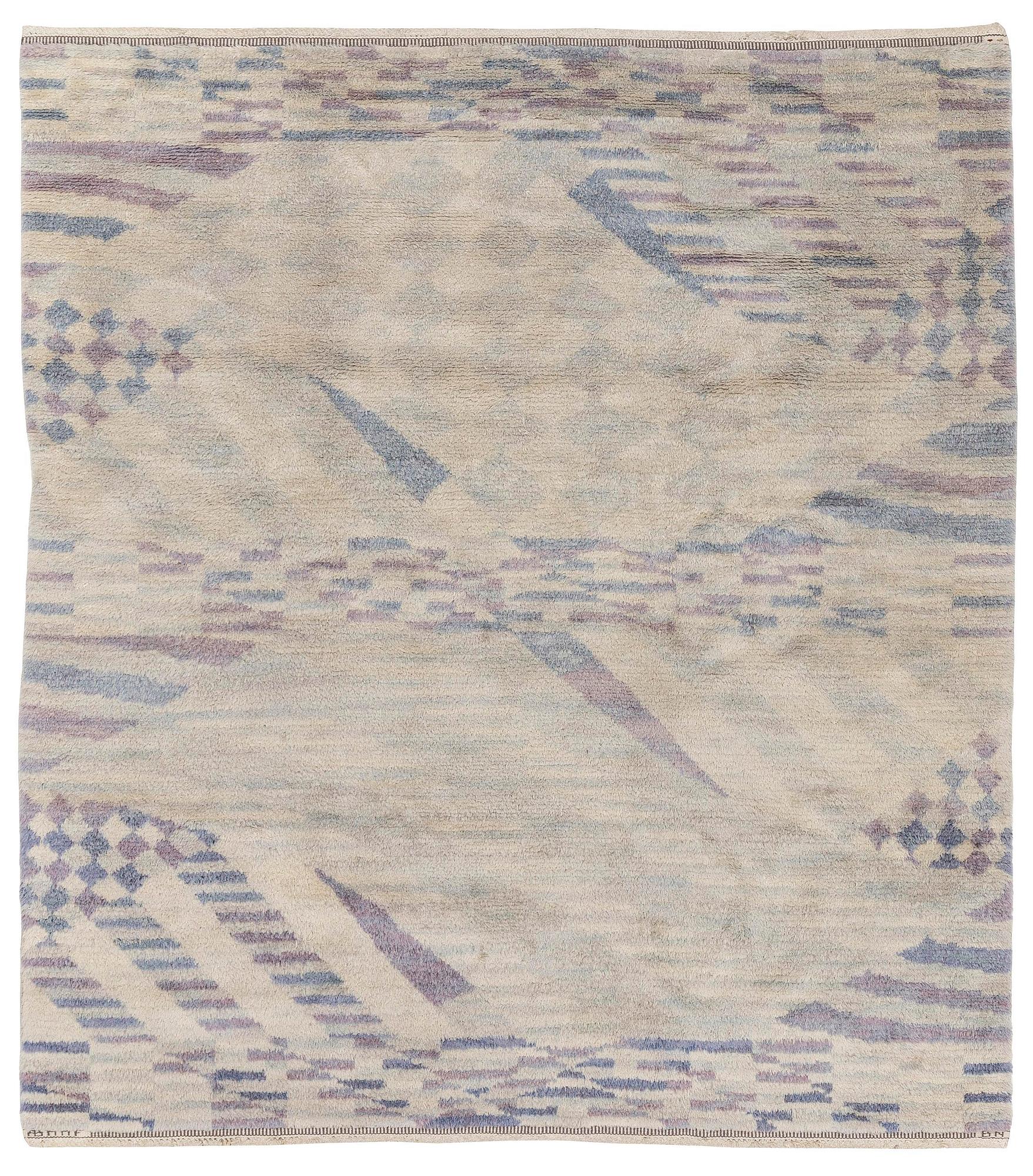 Barbro Nilsson, a carpet, 'Sandbotten', knotted pile, c. 215  x 186 cm, signed AB MMF BN.