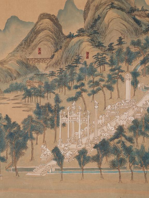 A long scroll painting by unknown Chinese artist, Qing dynasty/early 20th Century.